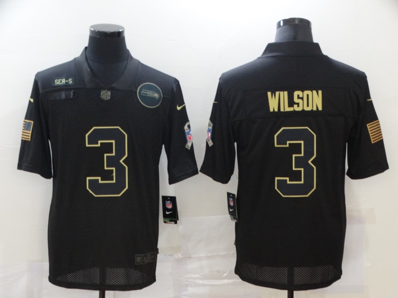 Men's Seattle Seahawks #3 Russell Wilson Black Alternate Jersey